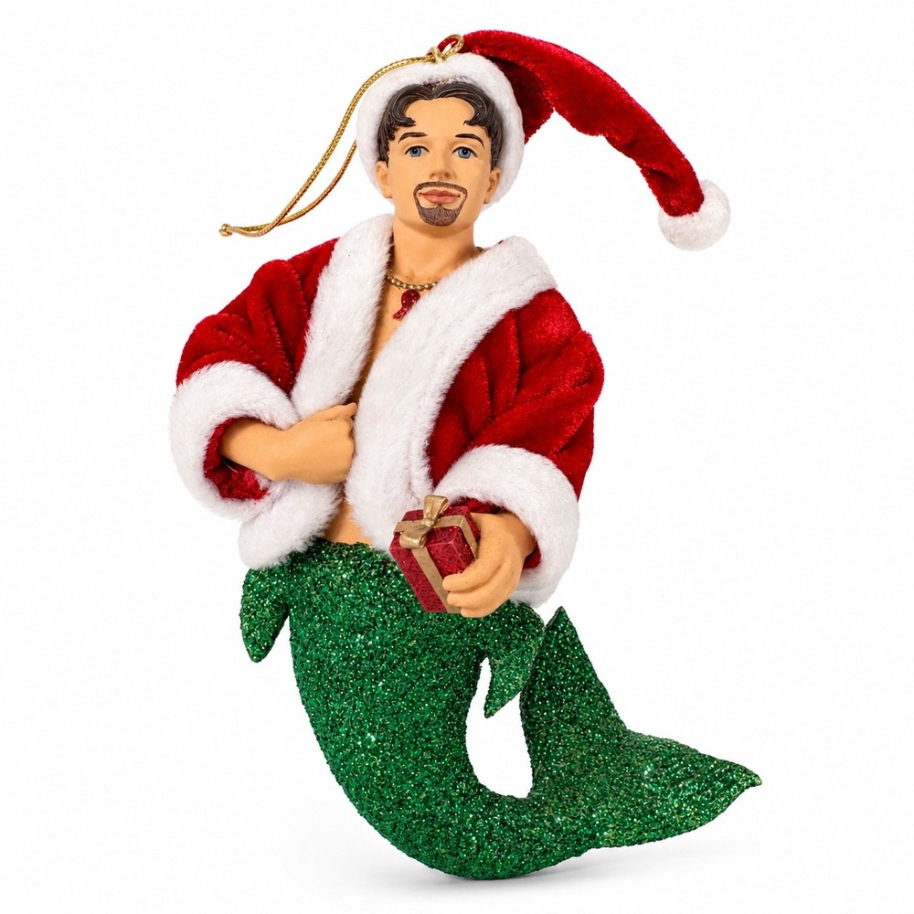 December Diamonds Santa Daddy AIDS Ornament 2006 LE 5000 Merman Mermaid w/ Box